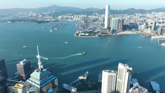 香港维多利亚港航拍香港城市建筑风光风景