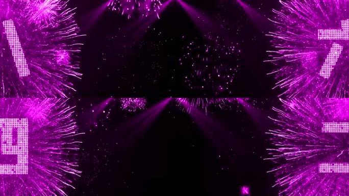 粉紫色烟花粒子倒数宽屏中文