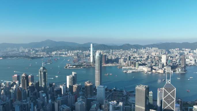 香港维多利亚港航拍香港城市建筑风光风景