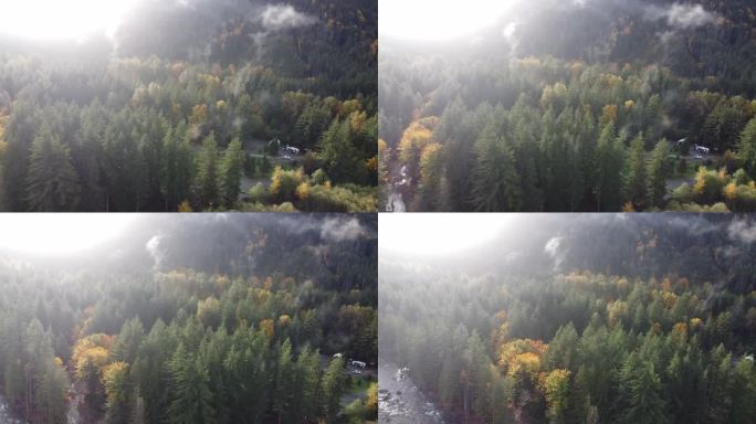 河流狂想曲:在色彩缤纷的秋季森林中，从奇利瓦克河上空俯瞰