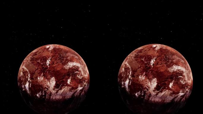 太空中大气层稀薄的红色贫瘠的类火星行星