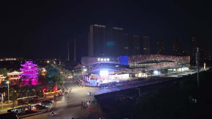 台州城市大景葭沚老街宝龙城夜景