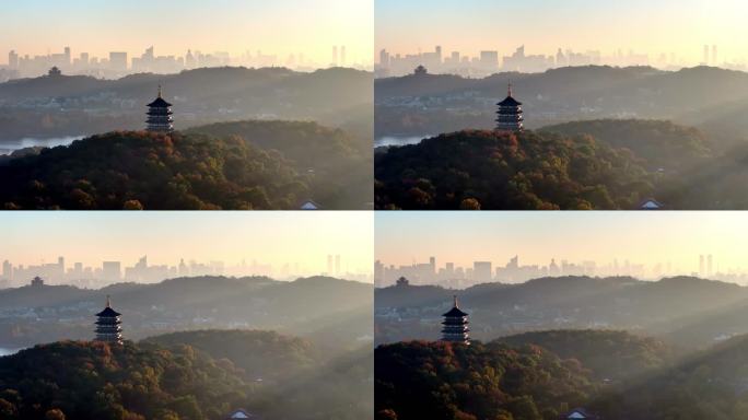 中国杭州西湖雷峰塔秋日美景