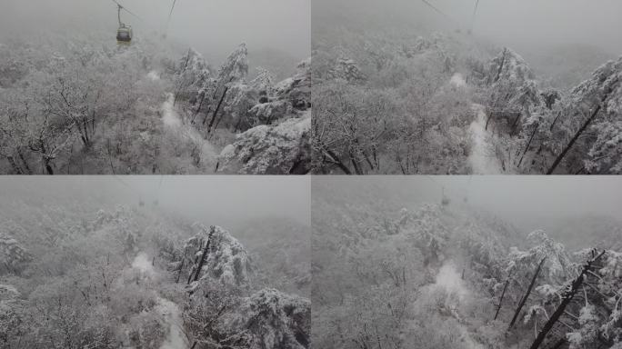 六安天堂寨冬季缆车风景