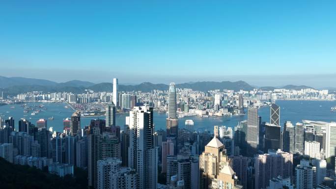 香港维多利亚港航拍香港城市建筑风光风景