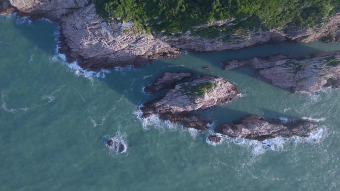 台州大陈岛全景甲午岩特写航拍