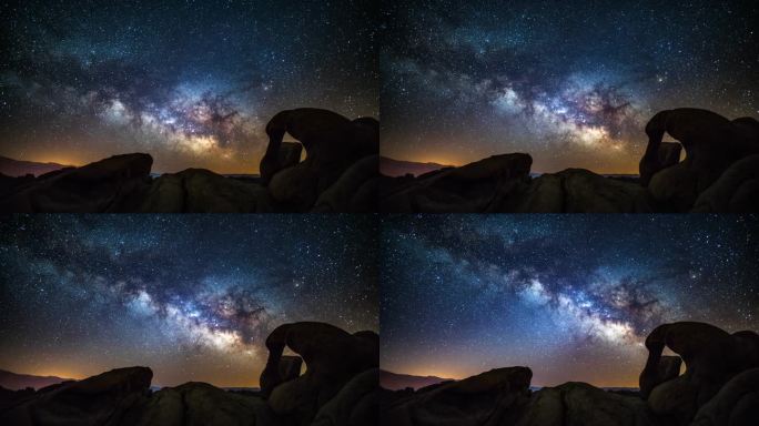 时间流逝:美国加州莫比乌斯拱门上方的银河