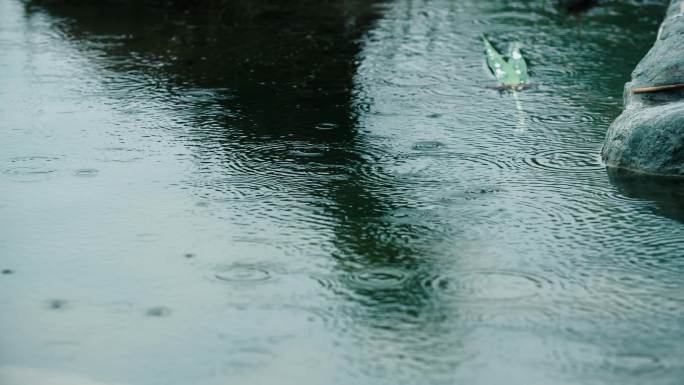 湖面水面江南雨季湖面雨滴涟漪水波纹