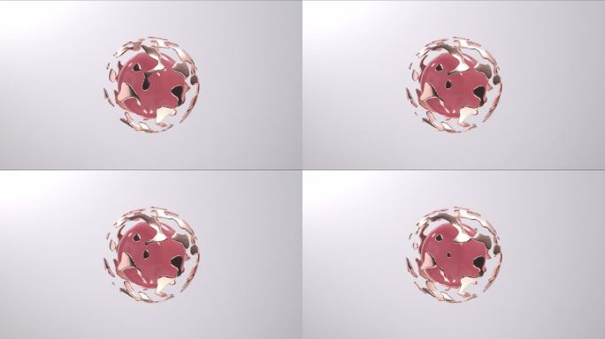 抽象形状运动3d渲染粉红金白色背景