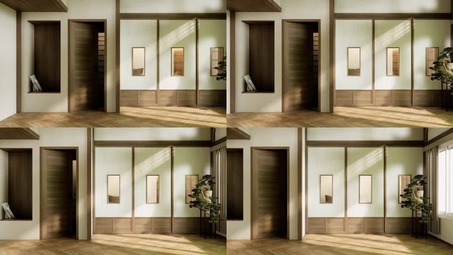 空木房，清洁日本房内部，3D渲染
