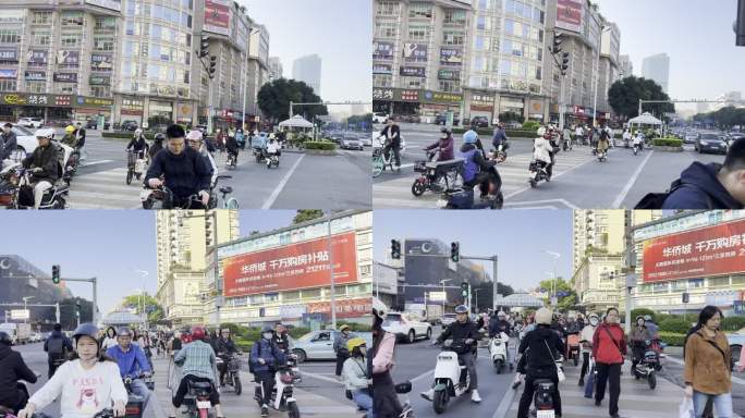 红绿灯路口熙熙攘攘的人流摄于东莞市雍华庭