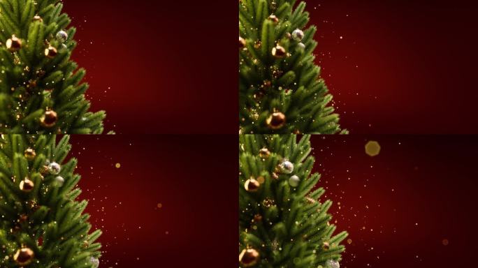 装饰着金色装饰品的圣诞树