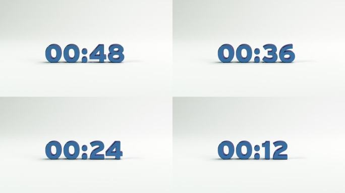 60秒，一分钟倒计时时钟，3D动画- 4K库存视频