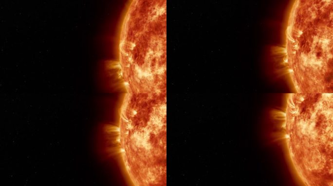 太阳与爆发等离子体耀斑在外层空间的概念近距离拍摄