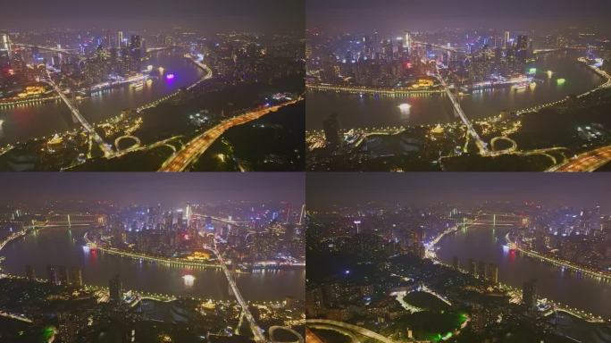 航拍重庆渝中半岛夜景