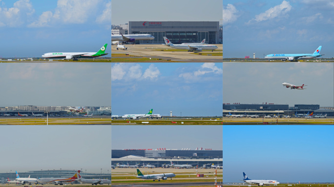 飞机起降繁忙机场上海虹桥机场上海浦东机场