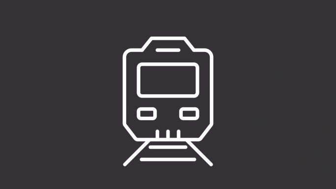 地铁列车2D白色简单细线动画，透明背景高清视频，无缝循环4K视频，代表铁路行业