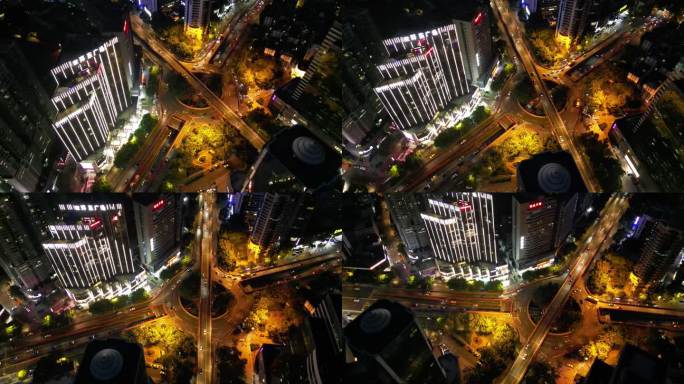 广州区庄立交夜景航拍4k摄影