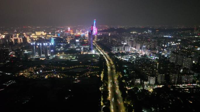 广东省东莞市UCC寰宇汇金中心夜景航拍