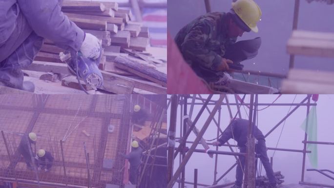 建筑建造焊接电焊工人安全帽辛苦工作劳动
