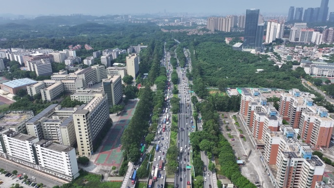 广东省东莞市环城南路城市主干道航拍