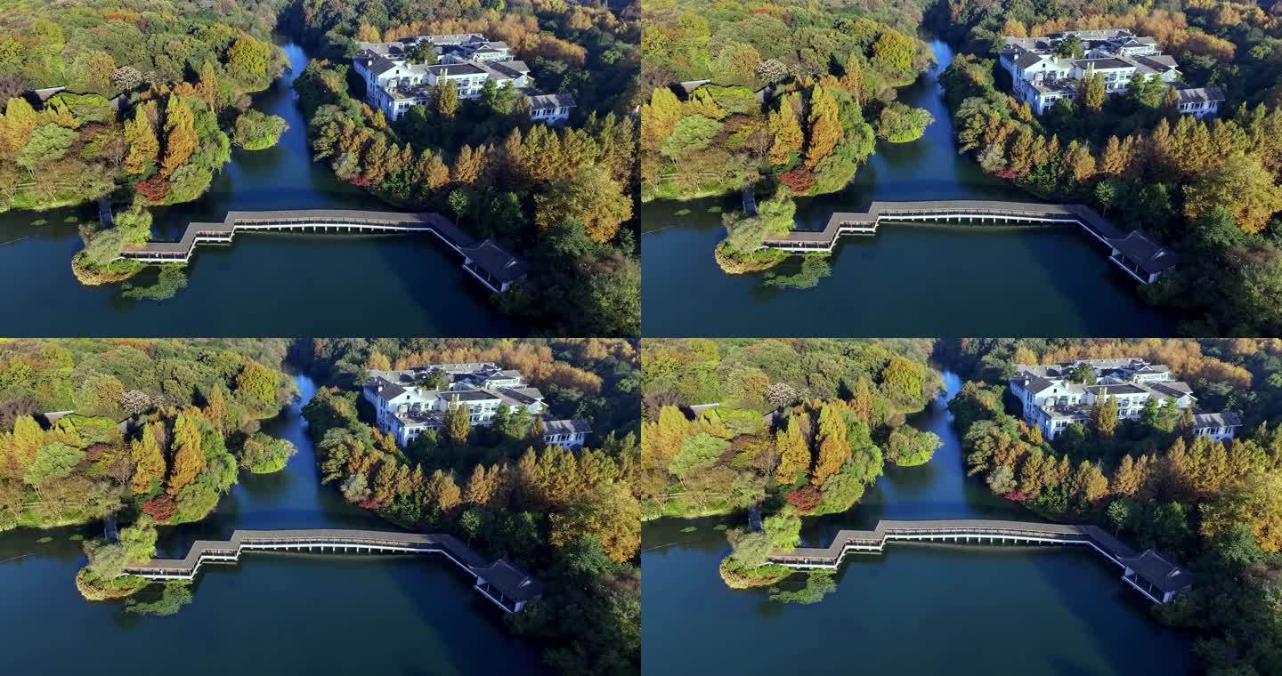 中国杭州西湖浴鹄湾霁虹桥秋色