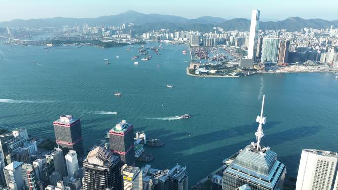 香港维多利亚港航拍香港城市建筑风光风景