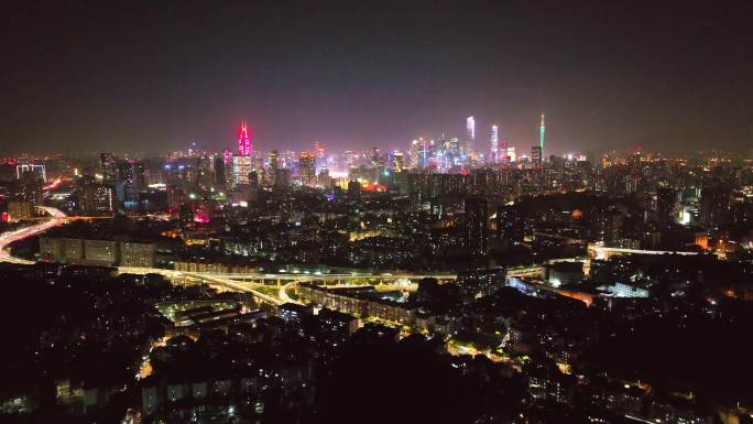 白云山远眺广州城市夜景