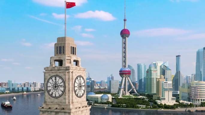 上海外滩延时钟楼延时航拍