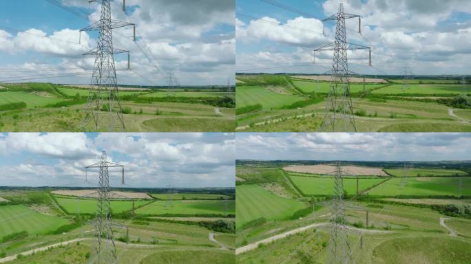 英国郊区的高压电线塔