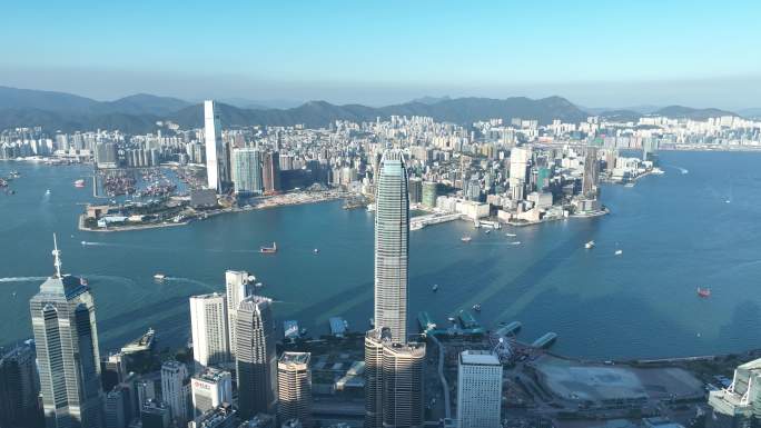 香港维多利亚港航拍香港城市建筑风光风景