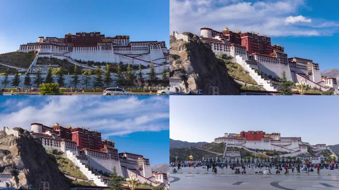 西藏拉萨布达拉宫大范围延时日转夜