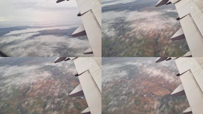 从飞机窗口看到的乡村拼布被子景观