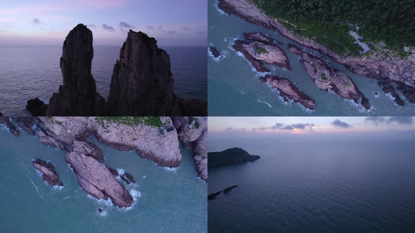 台州大陈岛甲午岩日落日出航拍