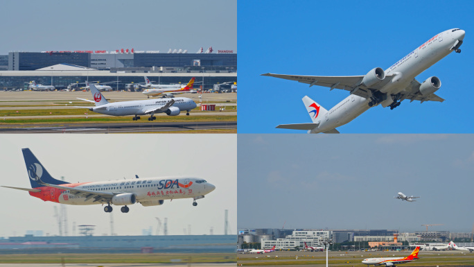 飞机起降繁忙机场上海虹桥机场上海浦东机场