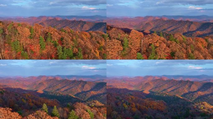 4K秋天色彩五花山光雾山秋景风光自然新疆