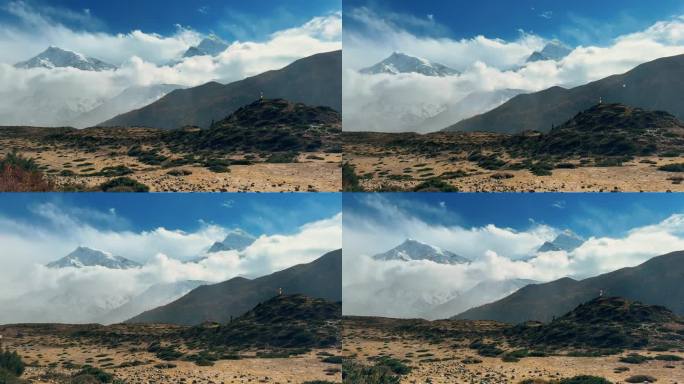 天空多云的安纳普尔纳山脉