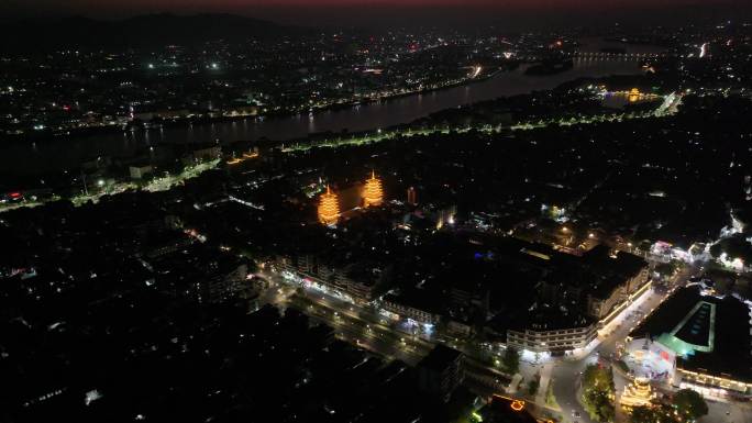 福建省揭阳市揭阳大桥夜景航拍