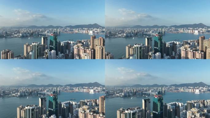 香港北角航拍香港东部海岸线城市建筑风光