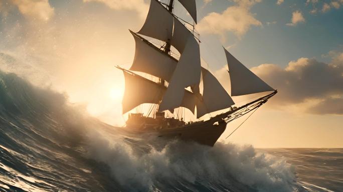 帆船扬帆起航乘风破浪开年励志奋斗大气片头