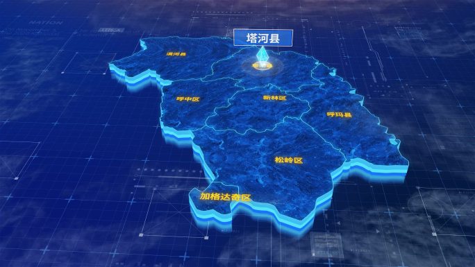 大兴安岭塔河县蓝色三维科技区位地图