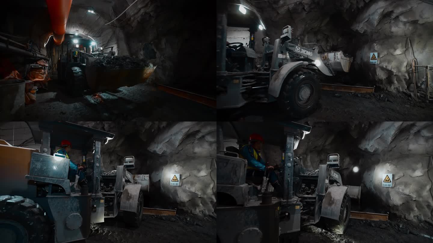 土地资源矿井坑洞内装载机工作
