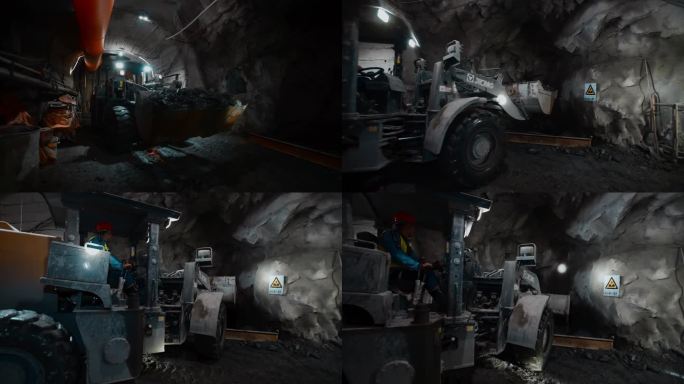 土地资源矿井坑洞内装载机工作