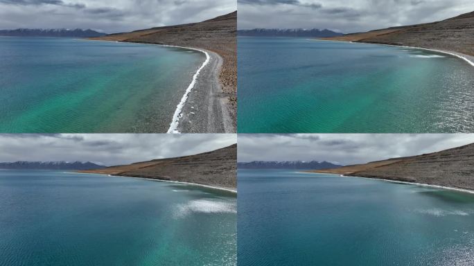 航拍圣湖当惹雍错高原湖泊牧场风光