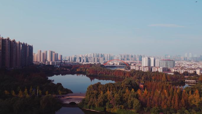 成都南湖湿地公园航拍