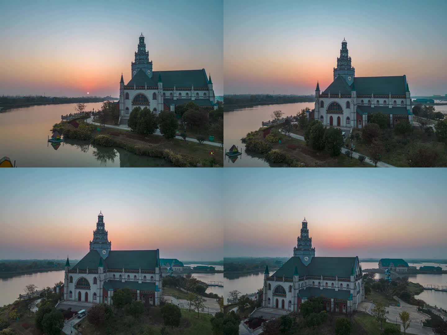 大丰荷兰花海教堂夕阳
