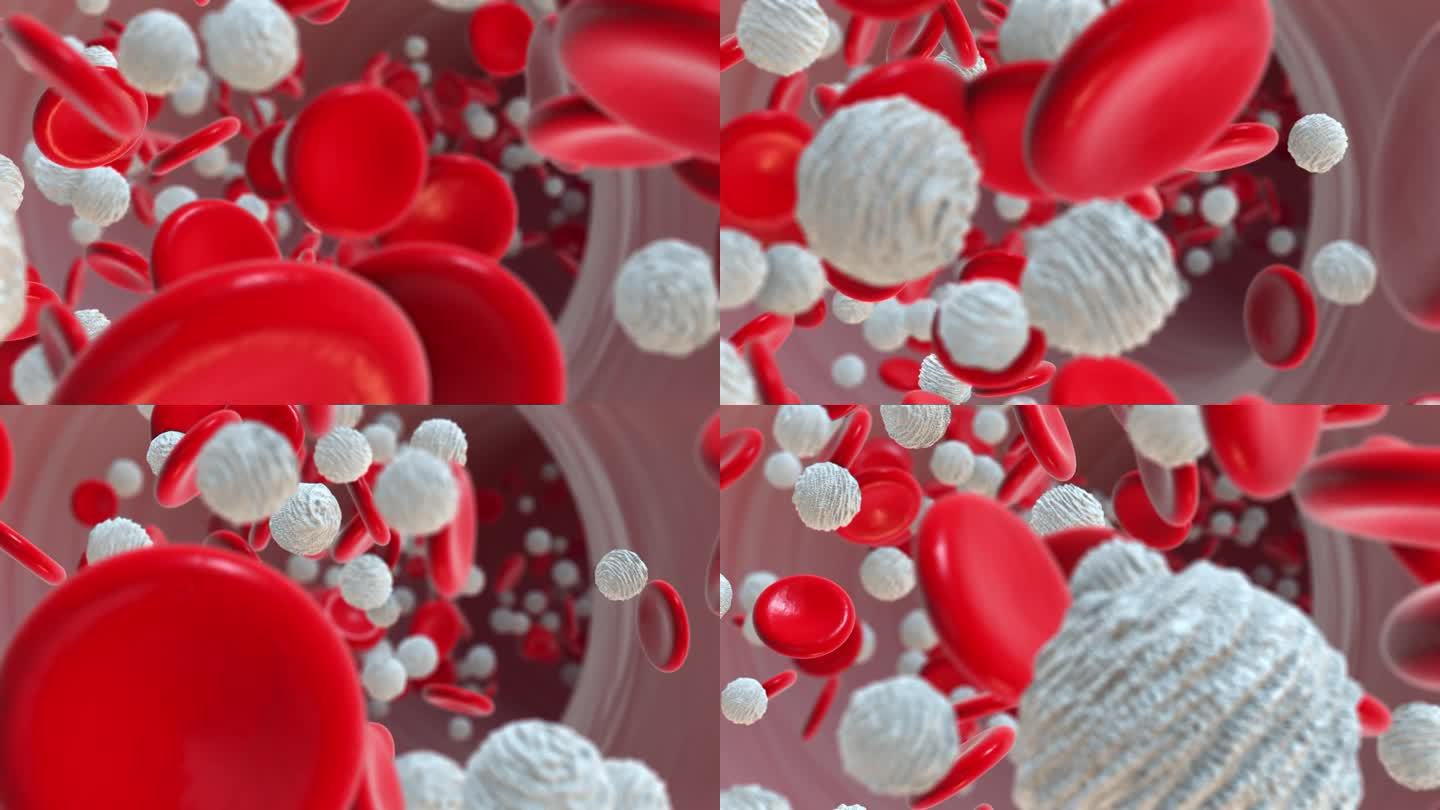 在血管中流动的红细胞和白细胞