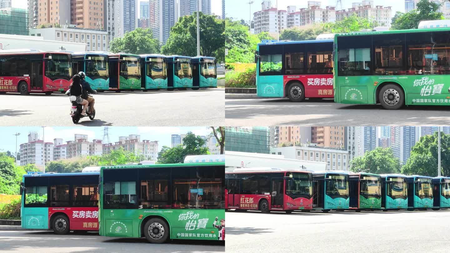 公交车绿色出行通勤上下班公益事业交通建设