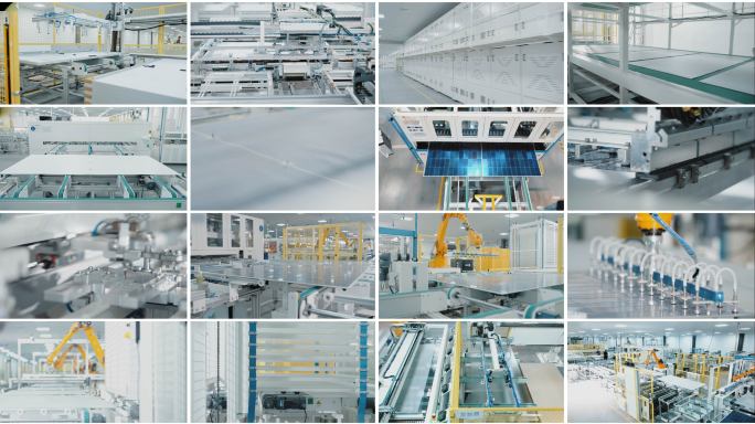 4K光伏太阳能板生产线科技自动化车间实拍