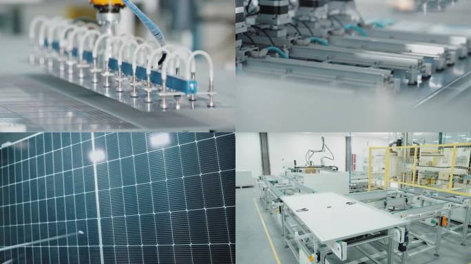 4K光伏太阳能板生产线科技自动化车间实拍